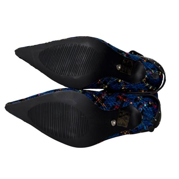 AZALEA WANG Taja Plaid Thigh High Boot With Buckle Detail In Blue 3'' Heel - Picture 3 of 13